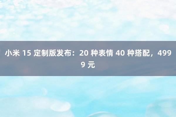 小米 15 定制版发布：20 种表情 40 种搭配，4999 元