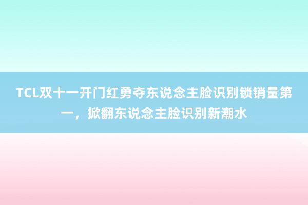 TCL双十一开门红勇夺东说念主脸识别锁销量第一，掀翻东说念主脸识别新潮水