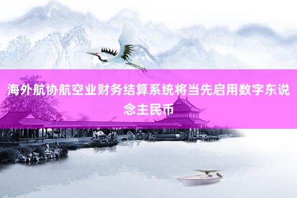 海外航协航空业财务结算系统将当先启用数字东说念主民币