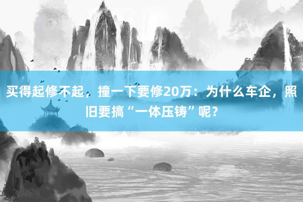 买得起修不起，撞一下要修20万：为什么车企，照旧要搞“一体压铸”呢？