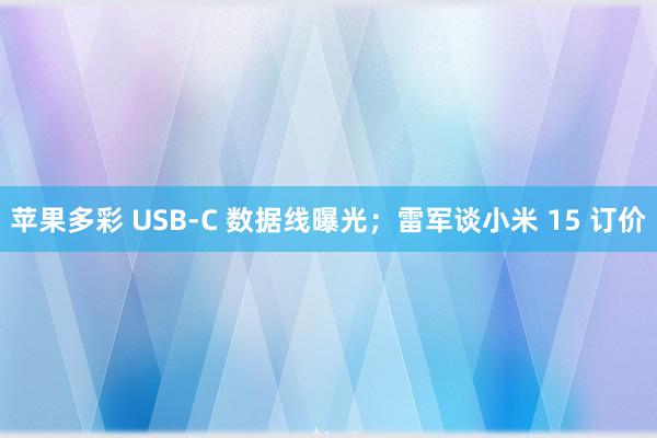 苹果多彩 USB-C 数据线曝光；雷军谈小米 15 订价