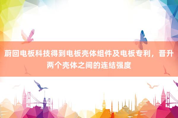 蔚回电板科技得到电板壳体组件及电板专利，晋升两个壳体之间的连结强度