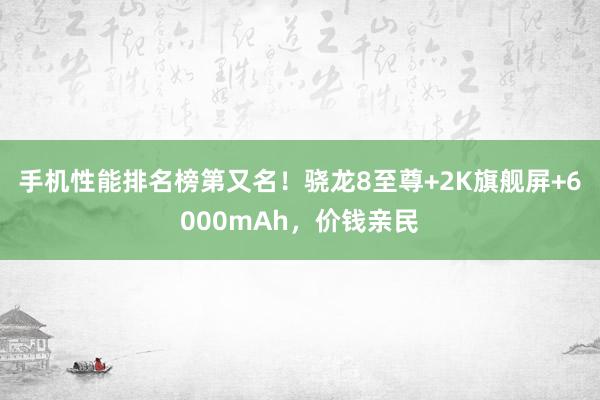 手机性能排名榜第又名！骁龙8至尊+2K旗舰屏+6000mAh，价钱亲民