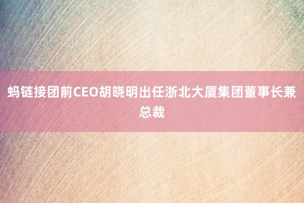 蚂链接团前CEO胡晓明出任浙北大厦集团董事长兼总裁