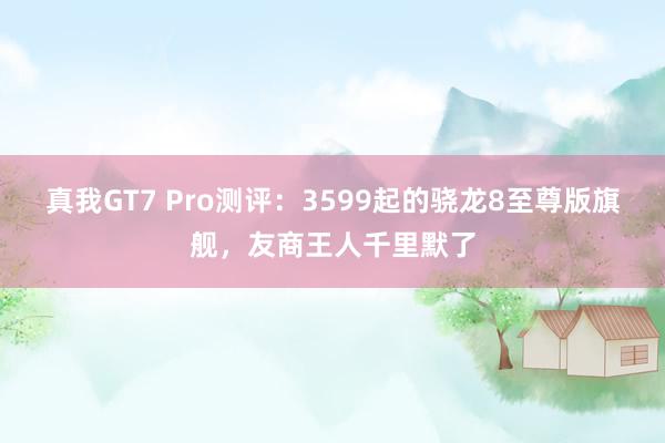 真我GT7 Pro测评：3599起的骁龙8至尊版旗舰，友商王人千里默了