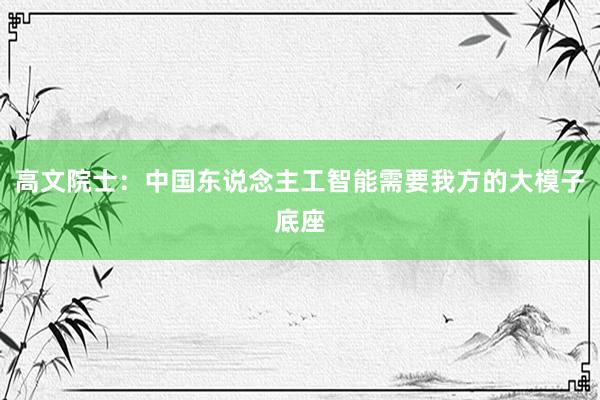 高文院士：中国东说念主工智能需要我方的大模子底座