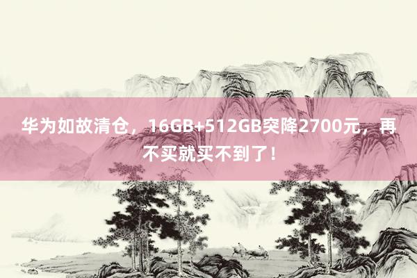 华为如故清仓，16GB+512GB突降2700元，再不买就买不到了！