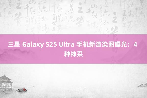 三星 Galaxy S25 Ultra 手机新渲染图曝光：4 种神采