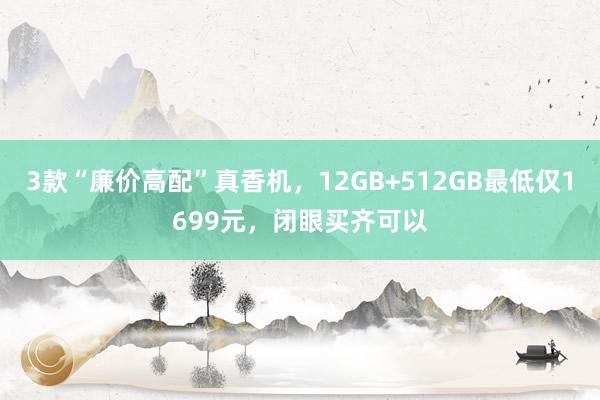 3款“廉价高配”真香机，12GB+512GB最低仅1699元，闭眼买齐可以