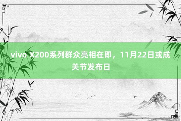 vivo X200系列群众亮相在即，11月22日或成关节发布日