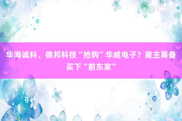 华海诚科、德邦科技“抢购”华威电子？雇主筹备买下“前东家”