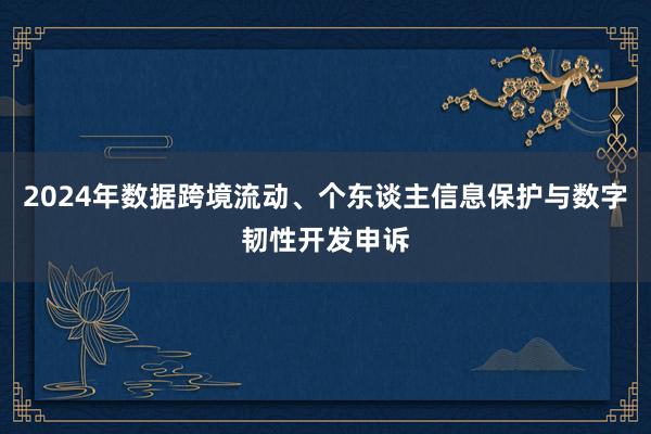 2024年数据跨境流动、个东谈主信息保护与数字韧性开发申诉