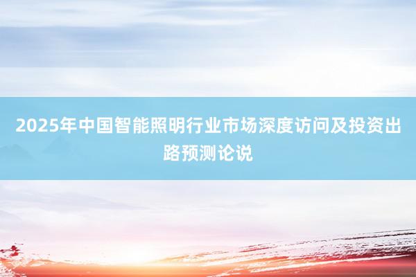 2025年中国智能照明行业市场深度访问及投资出路预测论说