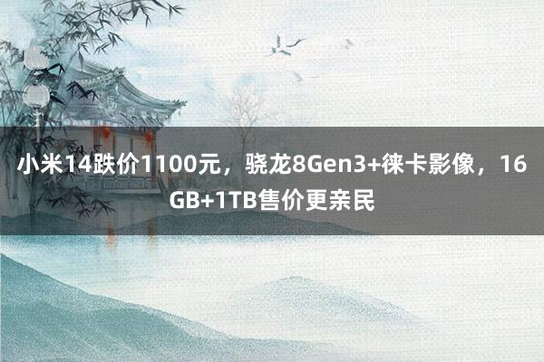 小米14跌价1100元，骁龙8Gen3+徕卡影像，16GB+1TB售价更亲民