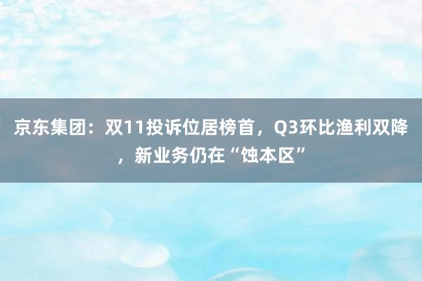 京东集团：双11投诉位居榜首，Q3环比渔利双降，新业务仍在“蚀本区”