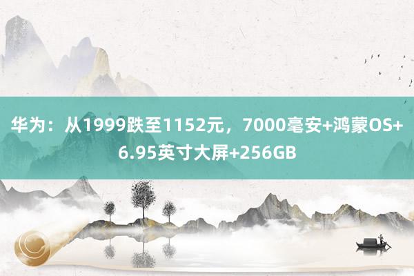 华为：从1999跌至1152元，7000毫安+鸿蒙OS+6.95英寸大屏+256GB