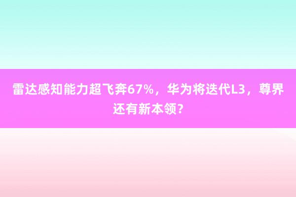 雷达感知能力超飞奔67%，华为将迭代L3，尊界还有新本领？