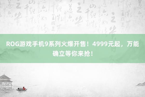 ROG游戏手机9系列火爆开售！4999元起，万能确立等你来抢！