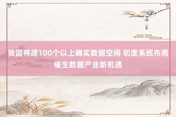 我国将建100个以上确实数据空间 初度系统布局催生数据产业新机遇