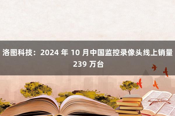 洛图科技：2024 年 10 月中国监控录像头线上销量 239 万台