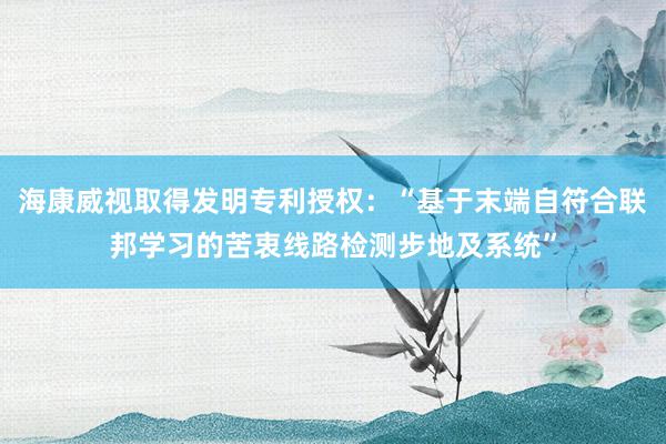 海康威视取得发明专利授权：“基于末端自符合联邦学习的苦衷线路检测步地及系统”