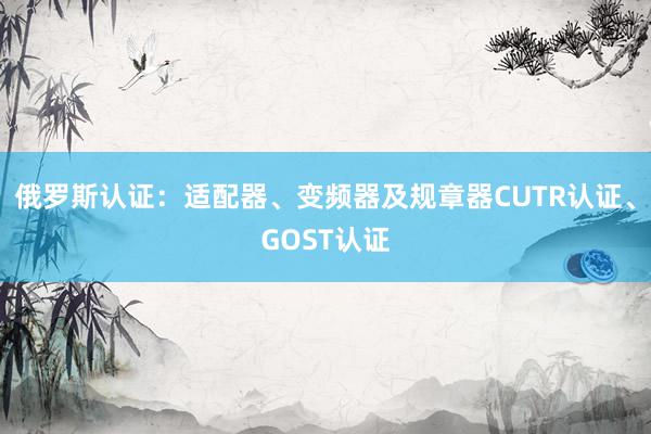 俄罗斯认证：适配器、变频器及规章器CUTR认证、GOST认证