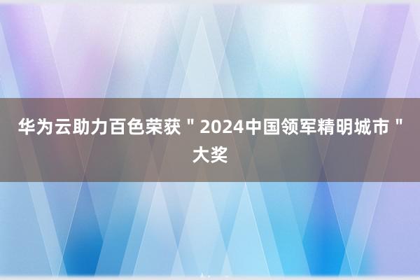 华为云助力百色荣获＂2024中国领军精明城市＂大奖