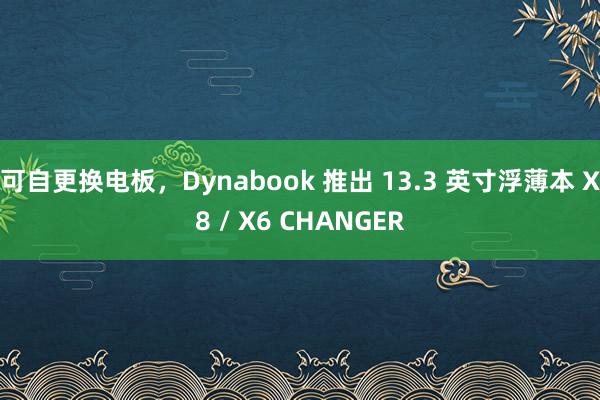 可自更换电板，Dynabook 推出 13.3 英寸浮薄本 X8 / X6 CHANGER