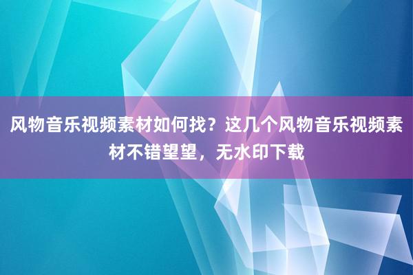 风物音乐视频素材如何找？这几个风物音乐视频素材不错望望，无水印下载