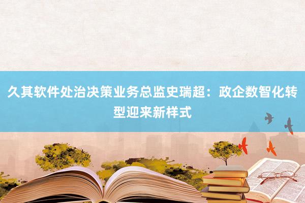 久其软件处治决策业务总监史瑞超：政企数智化转型迎来新样式