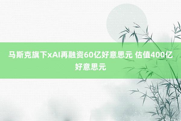 马斯克旗下xAI再融资60亿好意思元 估值400亿好意思元