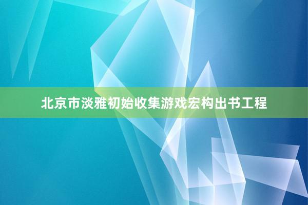 北京市淡雅初始收集游戏宏构出书工程