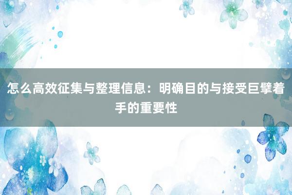 怎么高效征集与整理信息：明确目的与接受巨擘着手的重要性