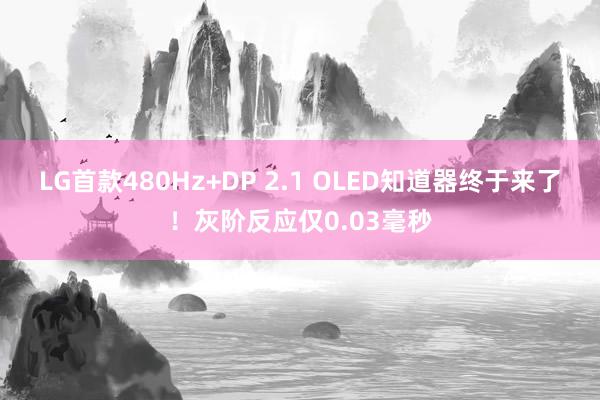 LG首款480Hz+DP 2.1 OLED知道器终于来了！灰阶反应仅0.03毫秒