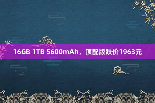 16GB 1TB 5600mAh，顶配版跌价1963元