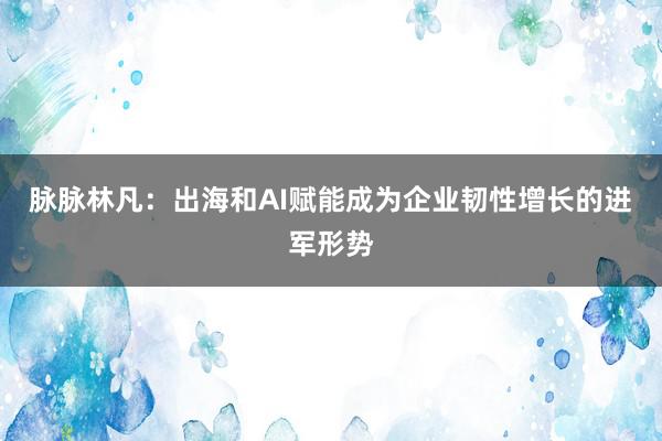 脉脉林凡：出海和AI赋能成为企业韧性增长的进军形势