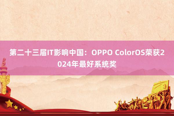 第二十三届IT影响中国：OPPO ColorOS荣获2024年最好系统奖