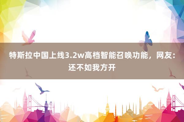 特斯拉中国上线3.2w高档智能召唤功能，网友：还不如我方开