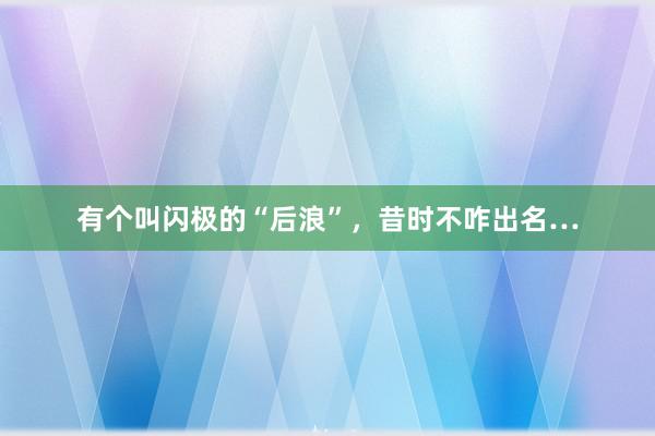 有个叫闪极的“后浪”，昔时不咋出名…