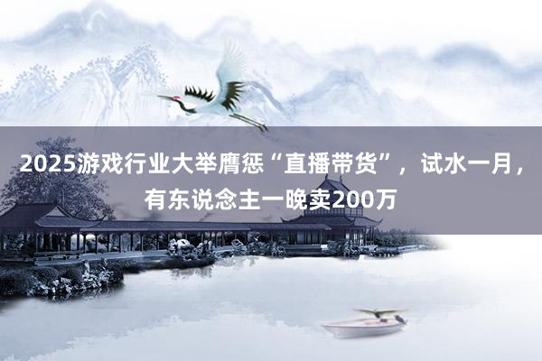 2025游戏行业大举膺惩“直播带货”，试水一月，有东说念主一晚卖200万