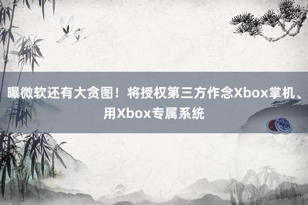 曝微软还有大贪图！将授权第三方作念Xbox掌机、用Xbox专属系统