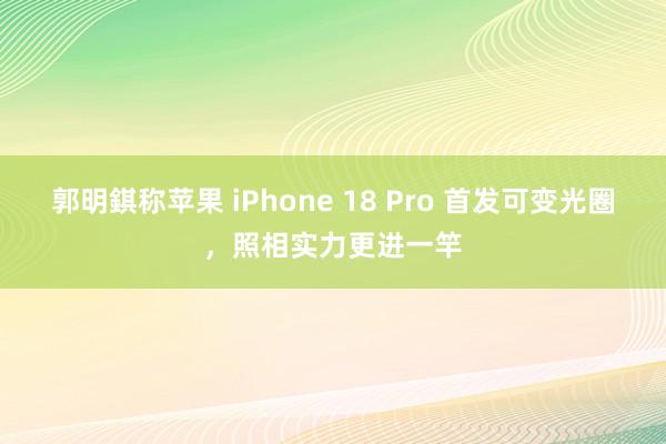 郭明錤称苹果 iPhone 18 Pro 首发可变光圈，照相实力更进一竿