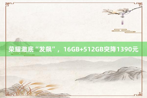 荣耀澈底“发飙”，16GB+512GB突降1390元