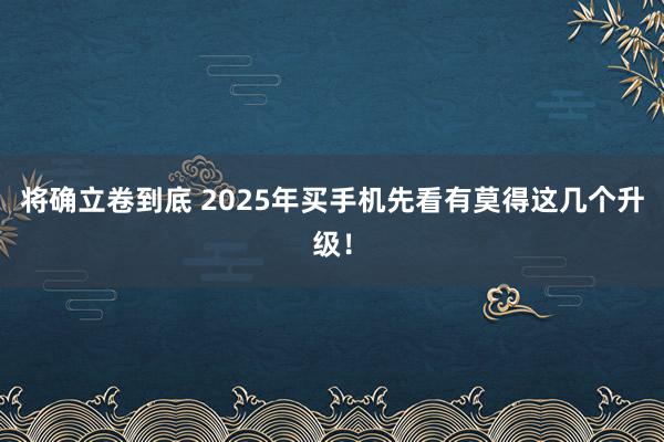 将确立卷到底 2025年买手机先看有莫得这几个升级！