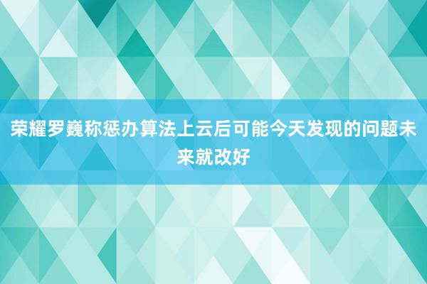 荣耀罗巍称惩办算法上云后可能今天发现的问题未来就改好