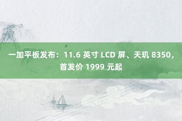 一加平板发布：11.6 英寸 LCD 屏、天玑 8350，首发价 1999 元起