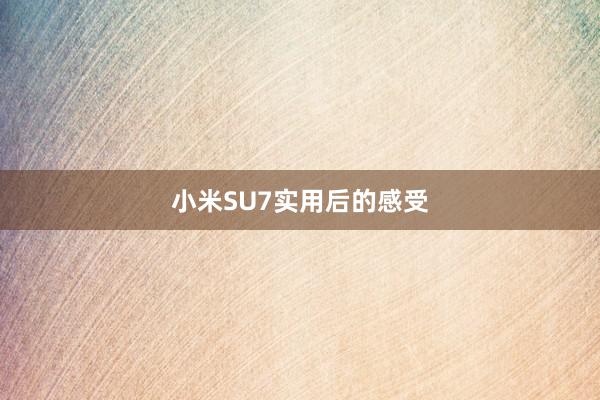 小米SU7实用后的感受