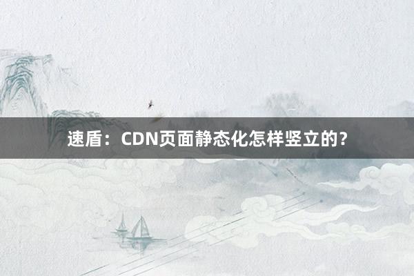 速盾：CDN页面静态化怎样竖立的？