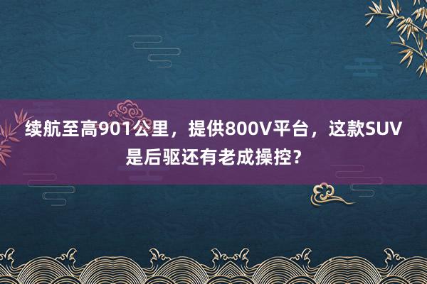 续航至高901公里，提供800V平台，这款SUV是后驱还有老成操控？