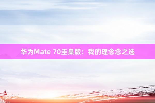 华为Mate 70圭臬版：我的理念念之选